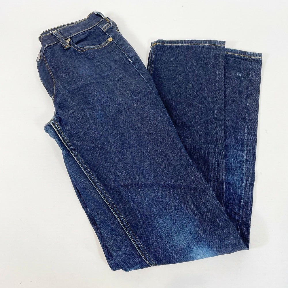 J.Crew Matchstick Straight Jeans Womens‎ 26 Blue Distressed Low Rise Dark Y2K